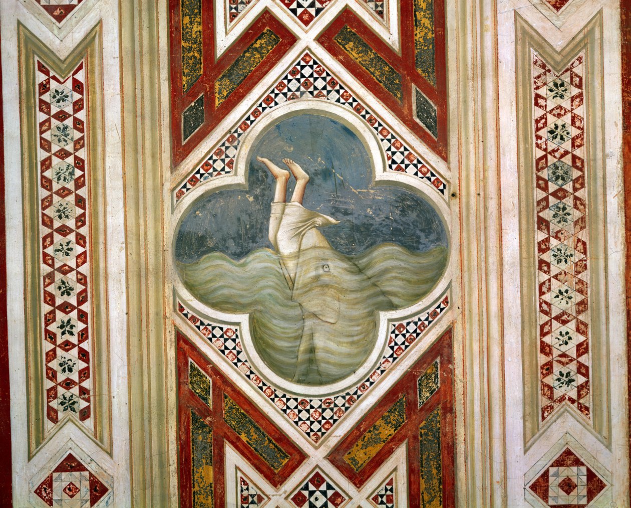 Jona en de walvis, ca. 1305 door Giotto di Bondone
