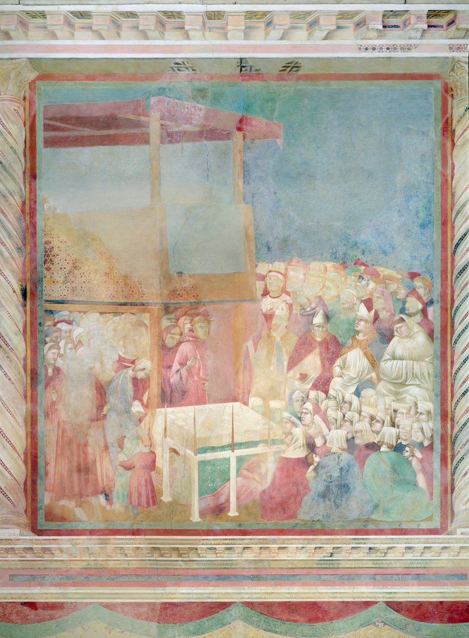 Paus Gregorius IX canoniseert St. Franciscus in 1228, 1297-99 door Giotto di Bondone