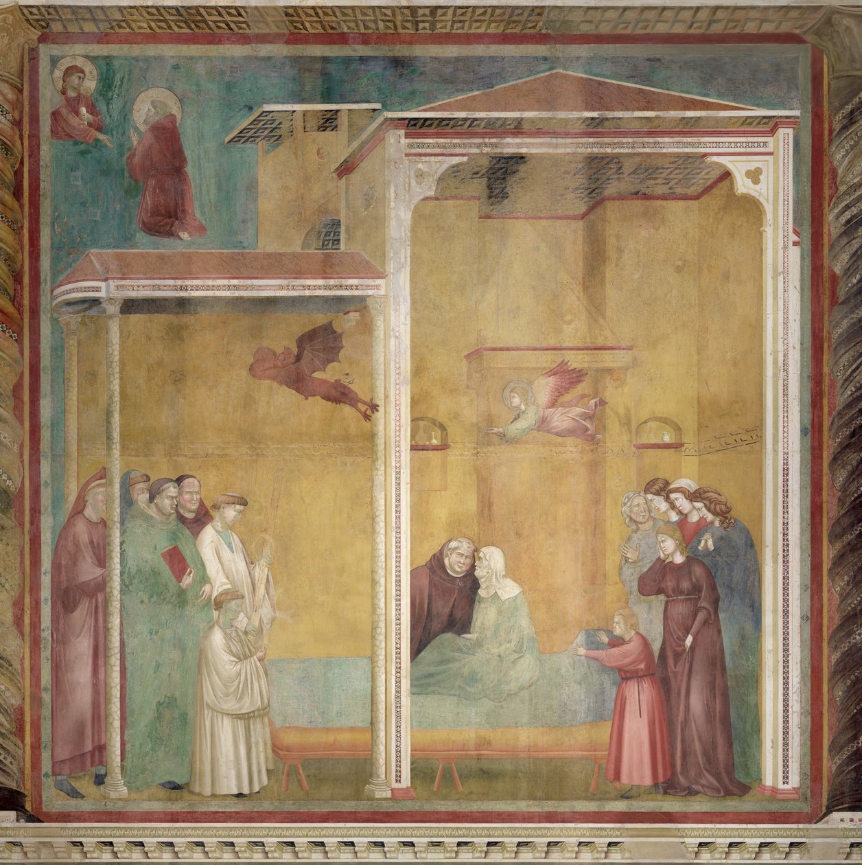 St. Franciscus wekt de onberouwvolle vrouw tot leven om haar biecht te vergemakkelijken, 1297-99 door Giotto di Bondone