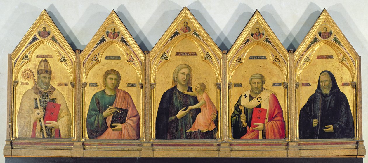 Het Badia Altaarstuk met Madonna en heiligen, ca. 1301 door Giotto di Bondone