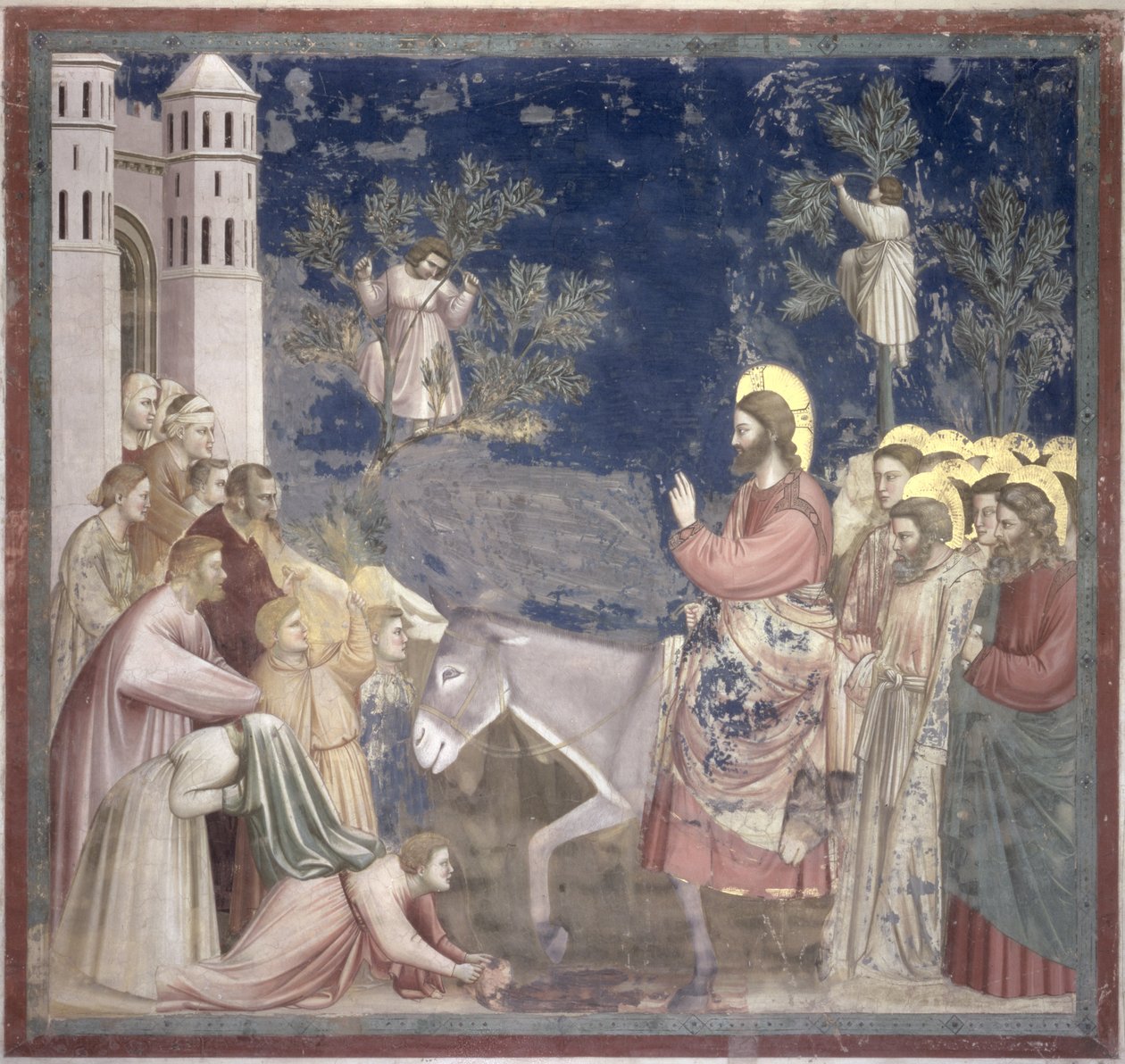De intocht in Jeruzalem, c.1305 door Giotto di Bondone