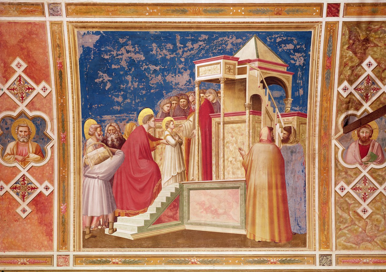De presentatie van de Maagd Maria in de tempel, c.1305 door Giotto di Bondone
