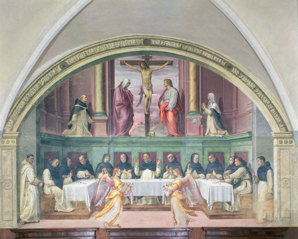 Het avondmaal van St. Dominic, lunet door Giovanni Antonio Sogliani