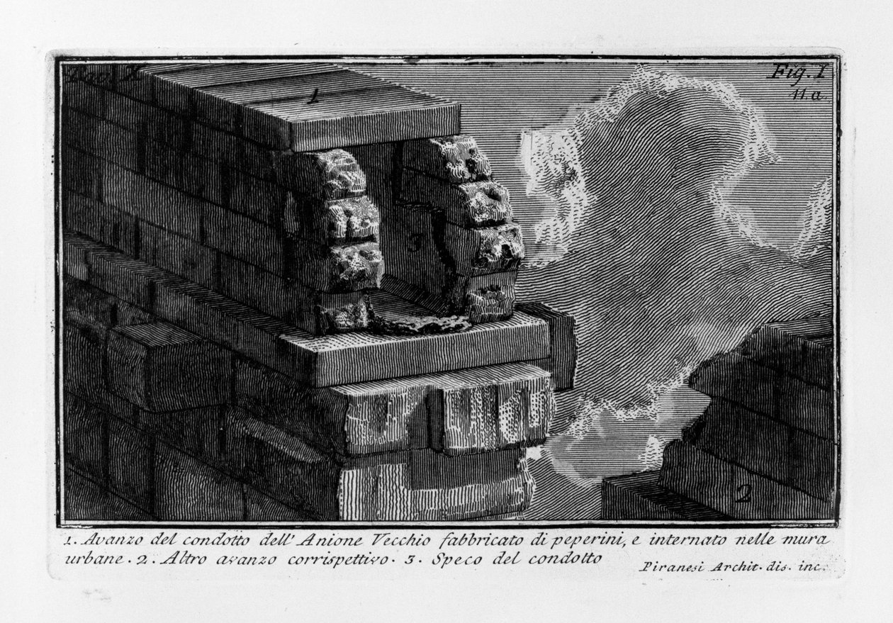 Restant van de Anione Vecchio-leiding door Giovanni Battista Piranesi