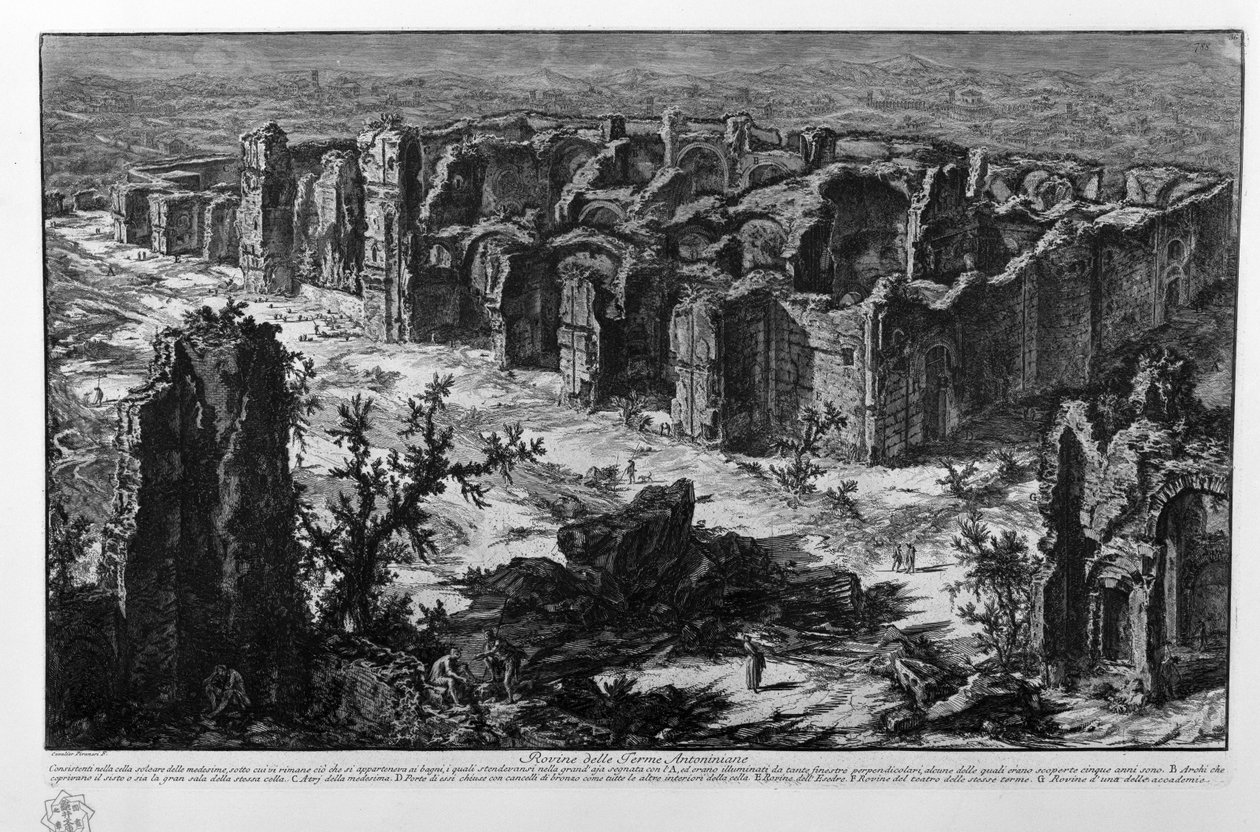 Ruïnes van de Thermen van Antoninus door Giovanni Battista Piranesi