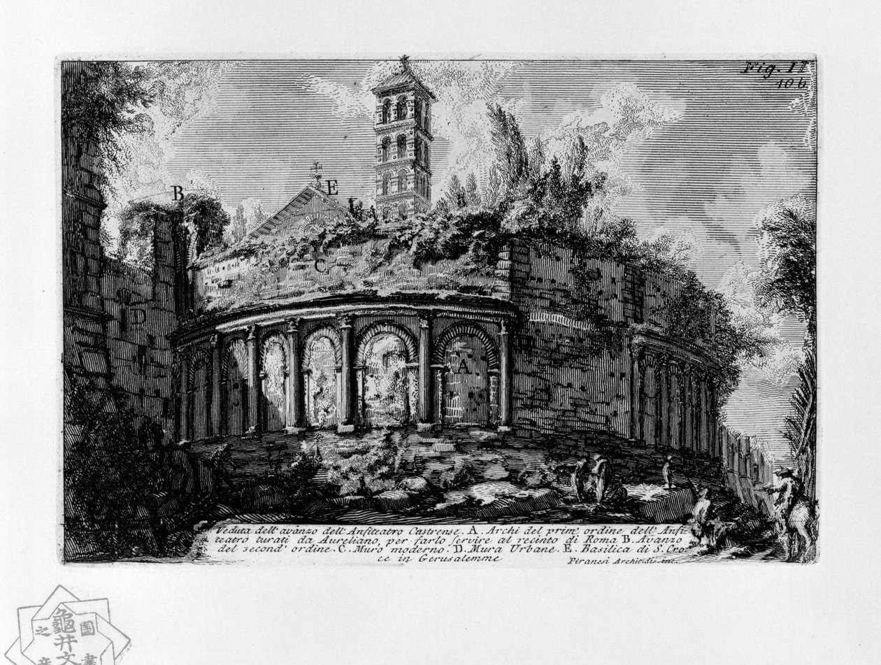 Veduta dell’avanzo dell’Anfiteatro Castrense door Giovanni Battista Piranesi