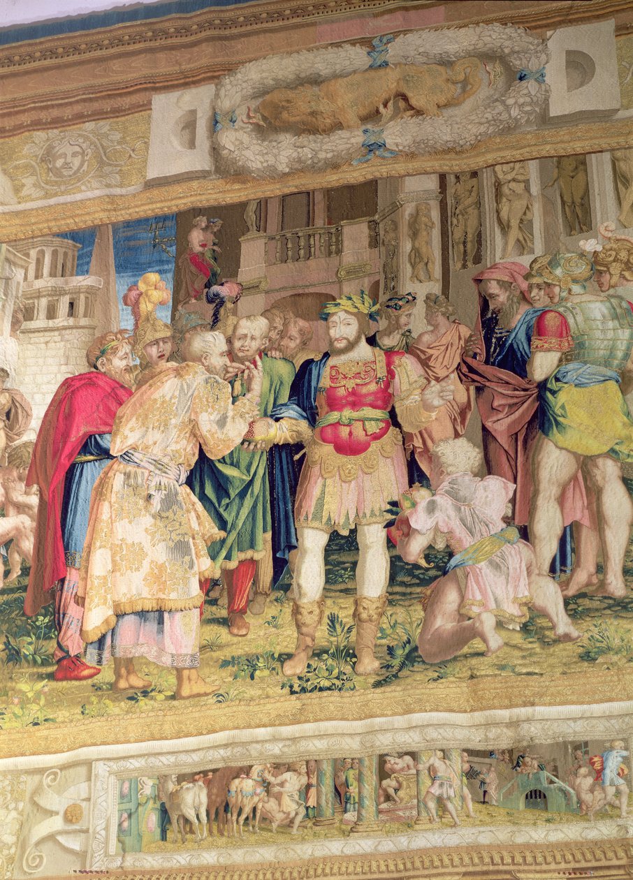 De eenwording van de staten, detail met Frans I van Frankrijk (1494-1547) door Giovanni Battista Rosso Fiorentino
