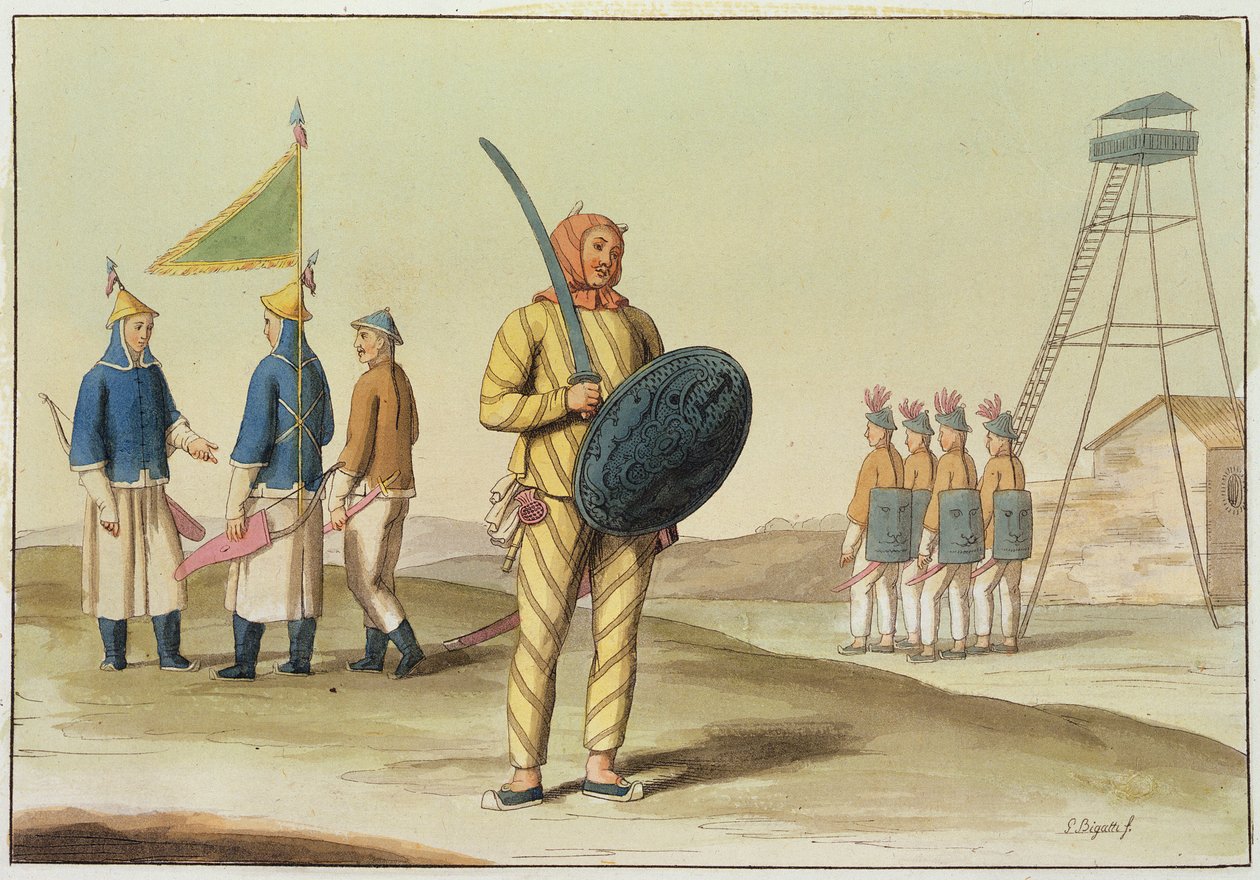 Een Chinese infanterist, illustratie uit 