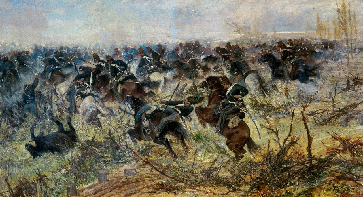 Cavaleriecharge in Montebello door Giovanni Fattori