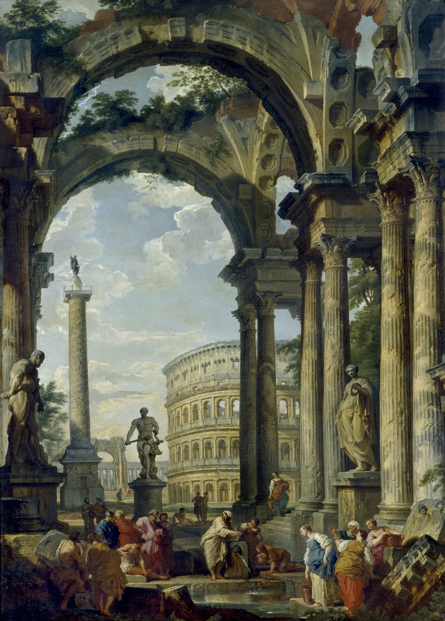 Romeins Capriccio, 18e eeuw door Giovanni Paolo Pannini