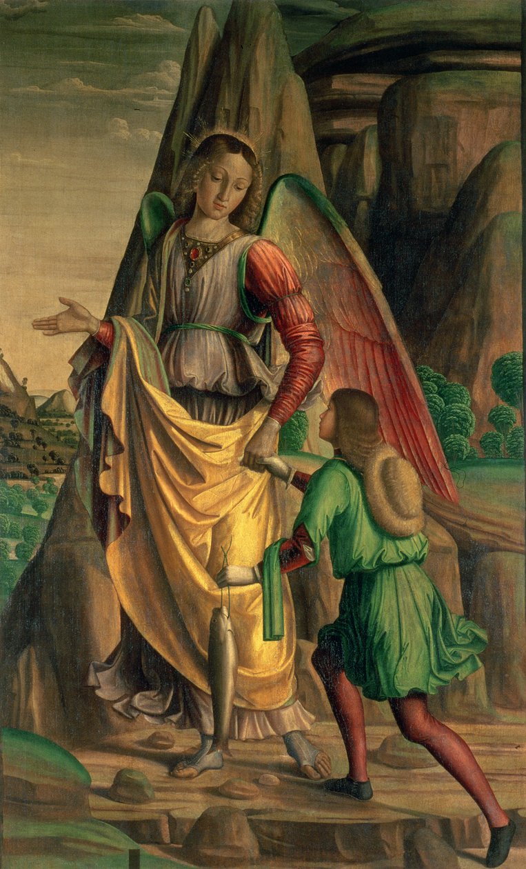 Tobias en de engel door Giovanni Santi or Sanzio