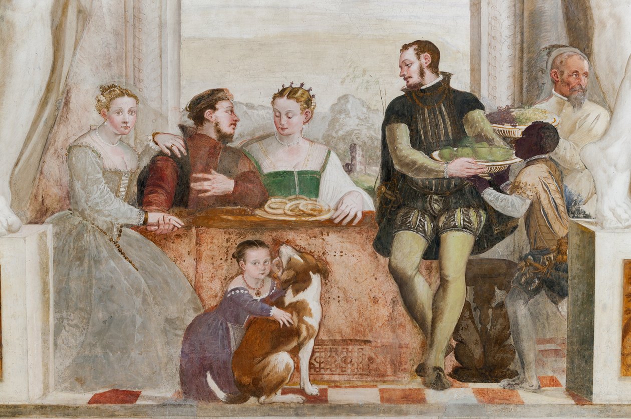 Het Banket, Grote Zaal, ca. 1570 (fresco) door Giovanni Antonio Fasolo