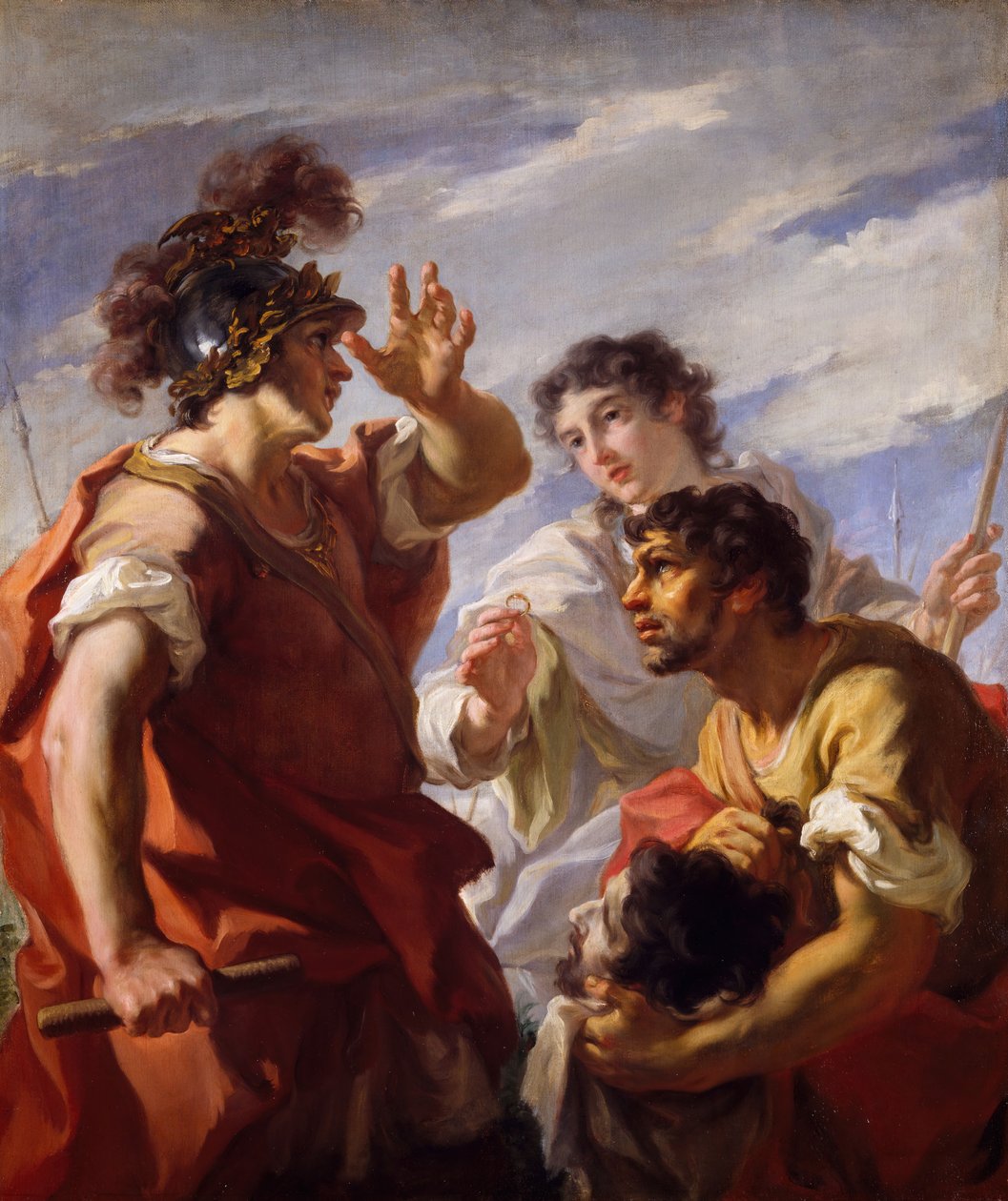 Caesar voor Alexandrië door Giovanni Antonio Pellegrini