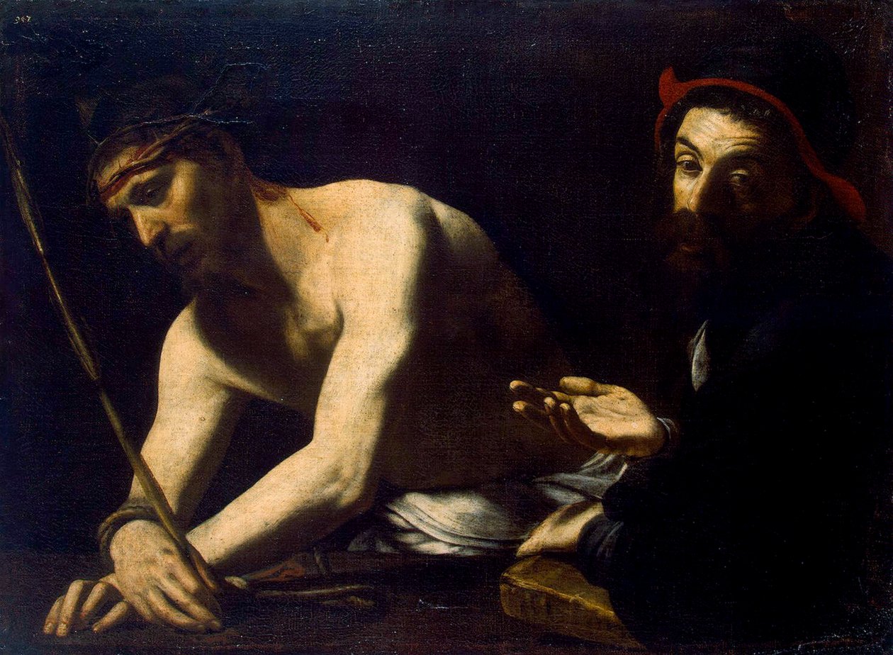 Christus en Kajafas, 1615-1620 door Giovanni Battista Caracciolo