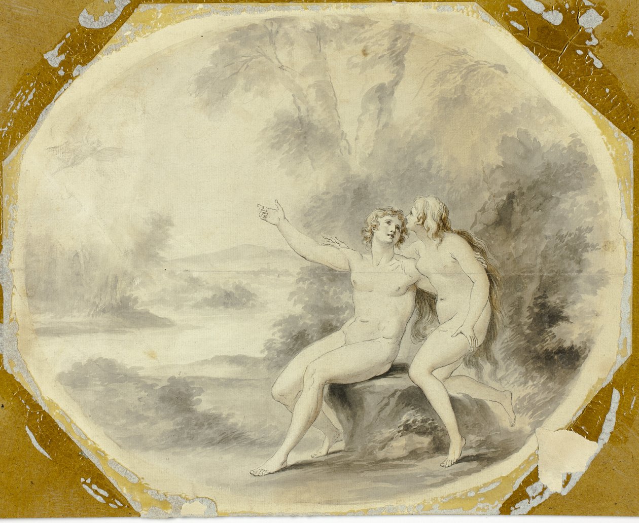 Adam en Eva in het paradijs door Giovanni Battista Cipriani
