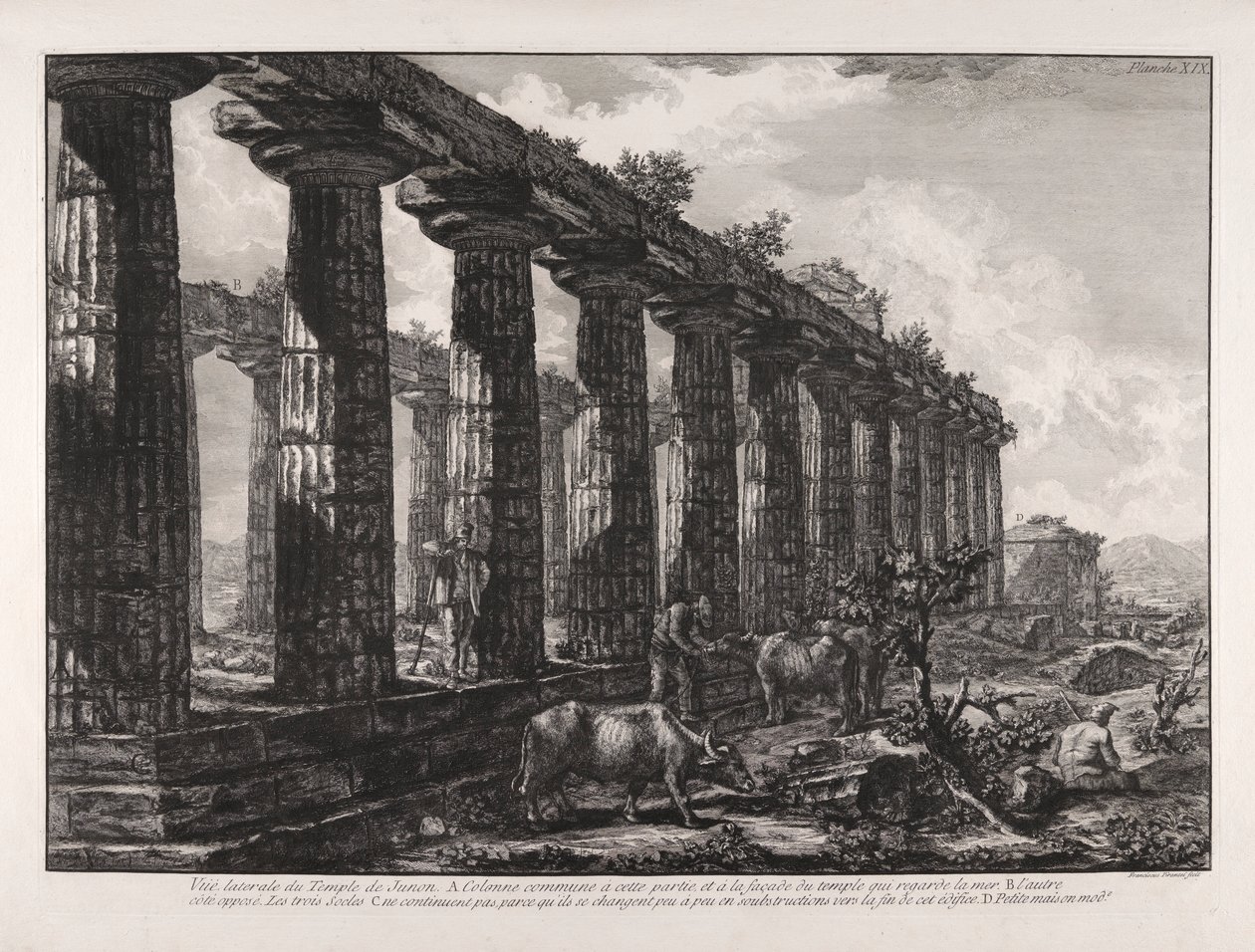 Vue latérale du Temple de Junon door Giovanni Battista Piranesi