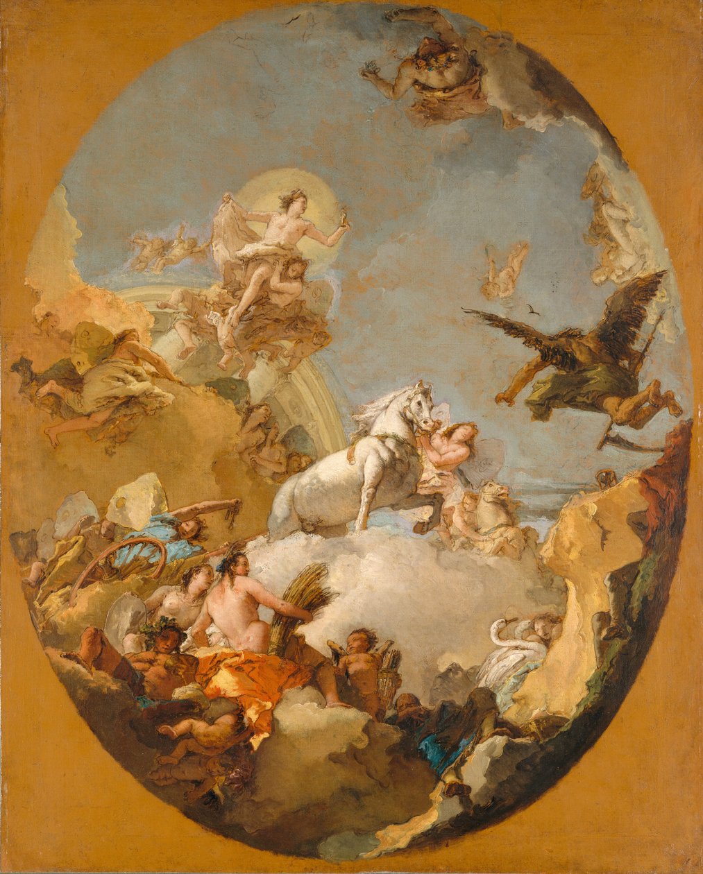 De wagen van Aurora, 1760s door Giovanni Battista Tiepolo