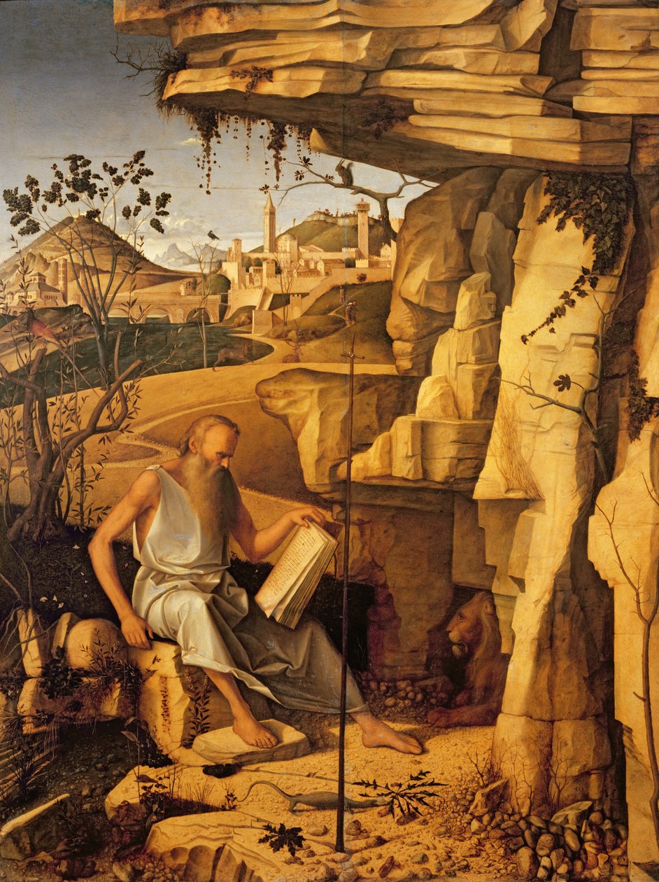 St. Hiëronymus in de Woestijn, 1480-87 door Giovanni Bellini