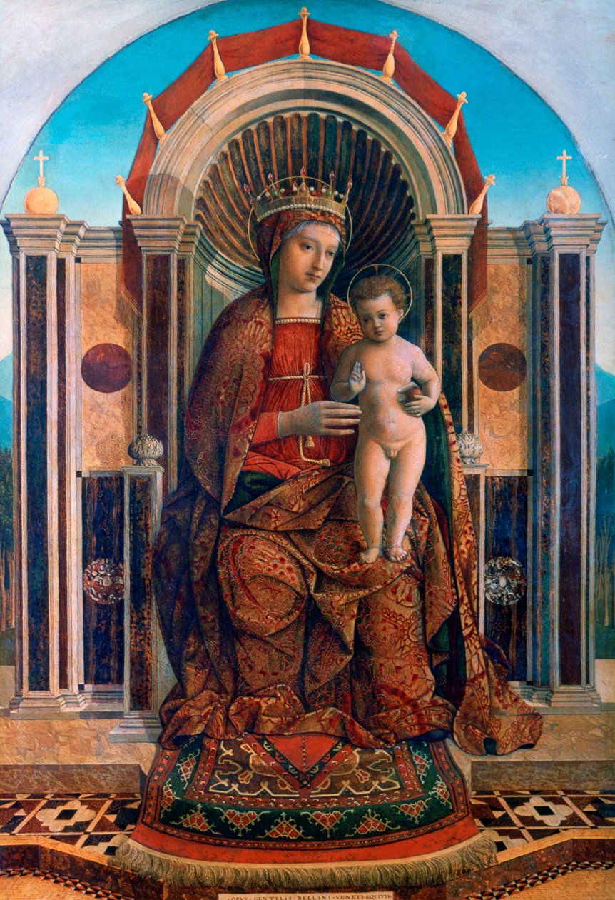 De Maagd en het Kind op de troon, ca. 1475-1485 door Giovanni Bellini