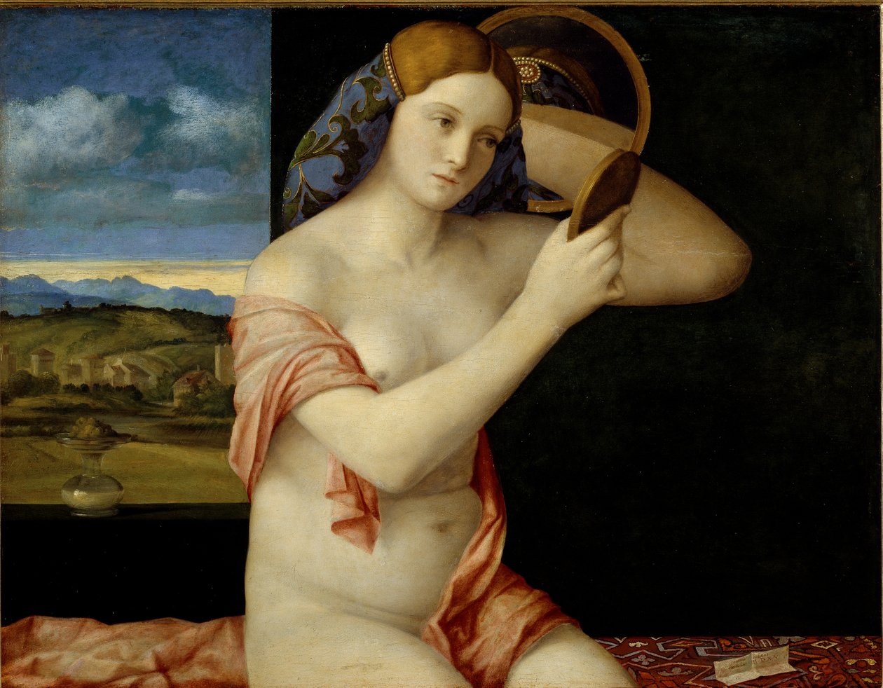 Jonge vrouw op haar toilet door Giovanni Bellini