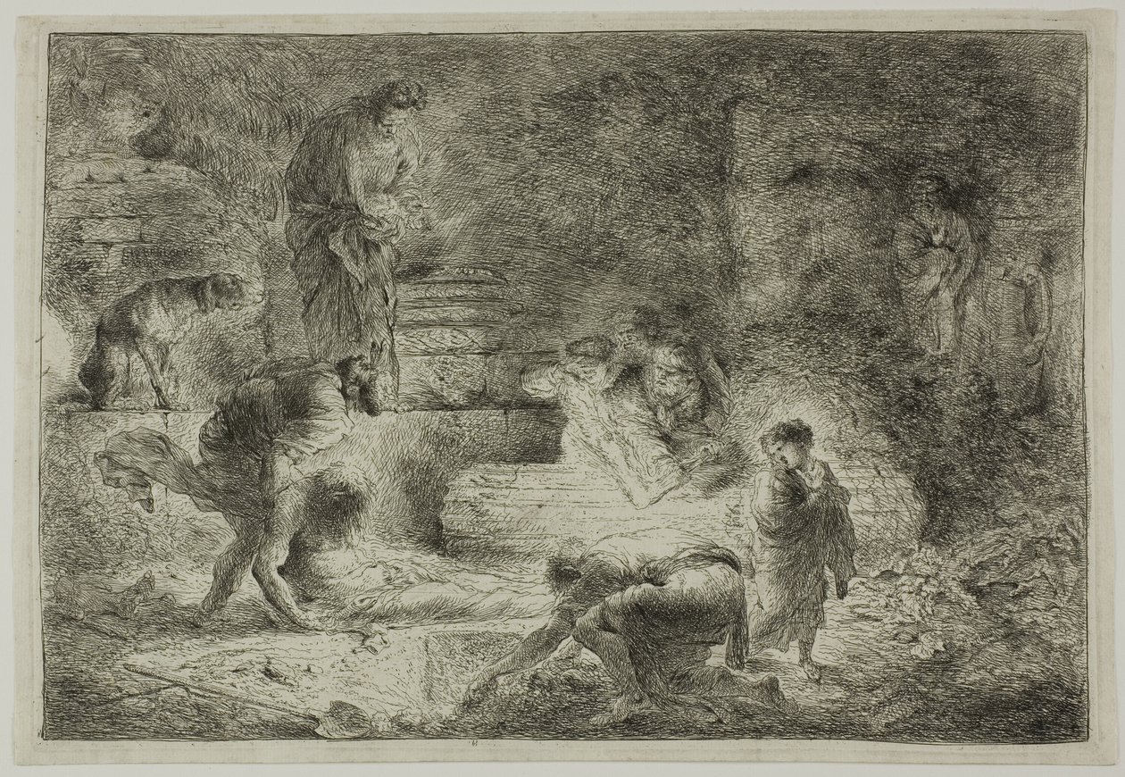 Tobit Begraaft de Doden door Giovanni Benedetto Castiglione