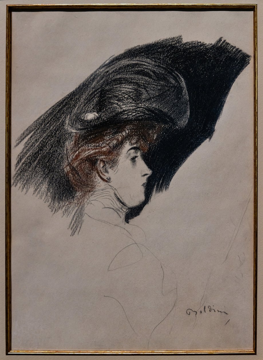 Elegant Profiel, c.1880 door Giovanni Boldini