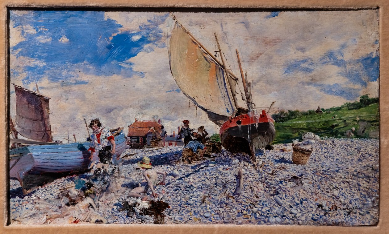 Het strand van Etretat door Giovanni Boldini