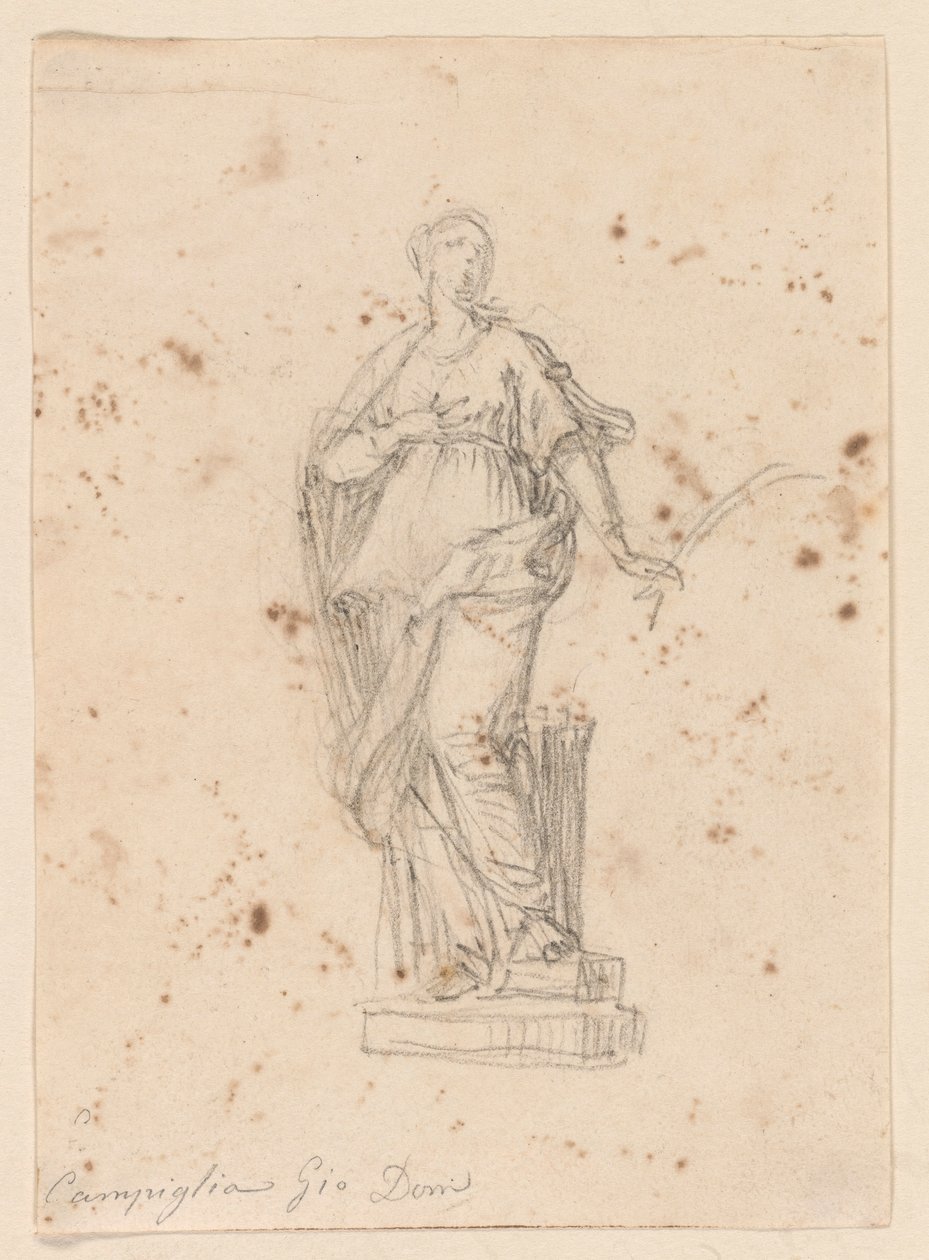 Standbeeld van een vrouwelijke heilige door Giovanni Domenico Campiglia