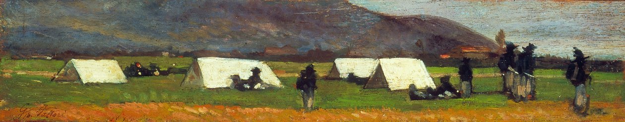 Bersaglieri kamp, c.1860 door Giovanni Fattori