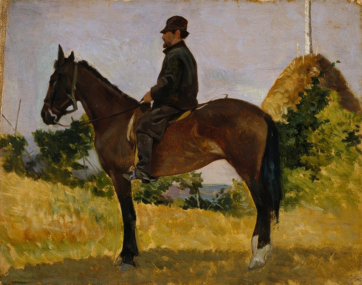Diego Martelli te Paard door Giovanni Fattori