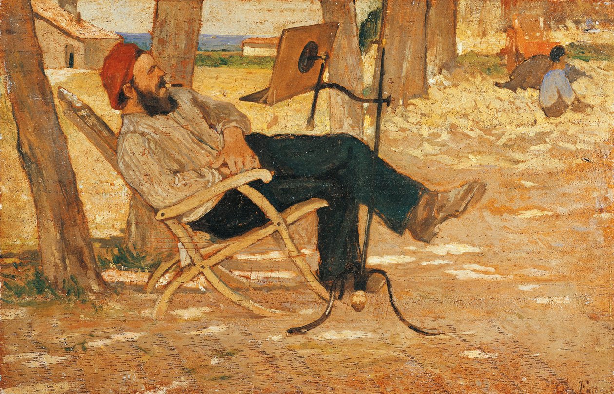 Diego Martelli in Castiglioncello door Giovanni Fattori