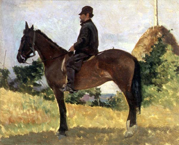 Diego Martelli te paard door Giovanni Fattori