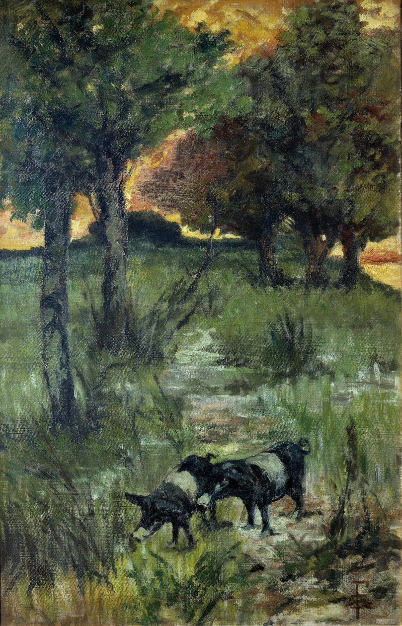 Italië, Florence, Varkens in de Weide door Giovanni Fattori