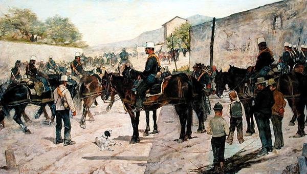 Militaire Oefeningen door Giovanni Fattori