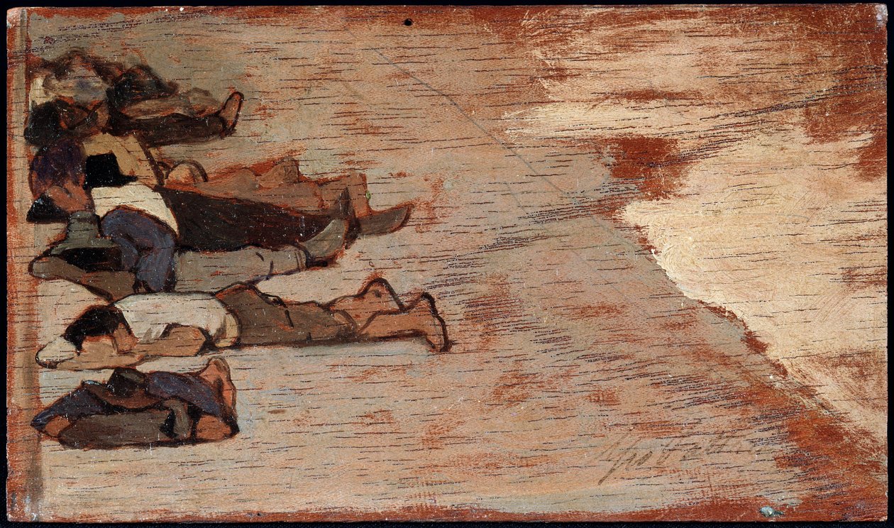 De siësta van de arbeiders door Giovanni Fattori