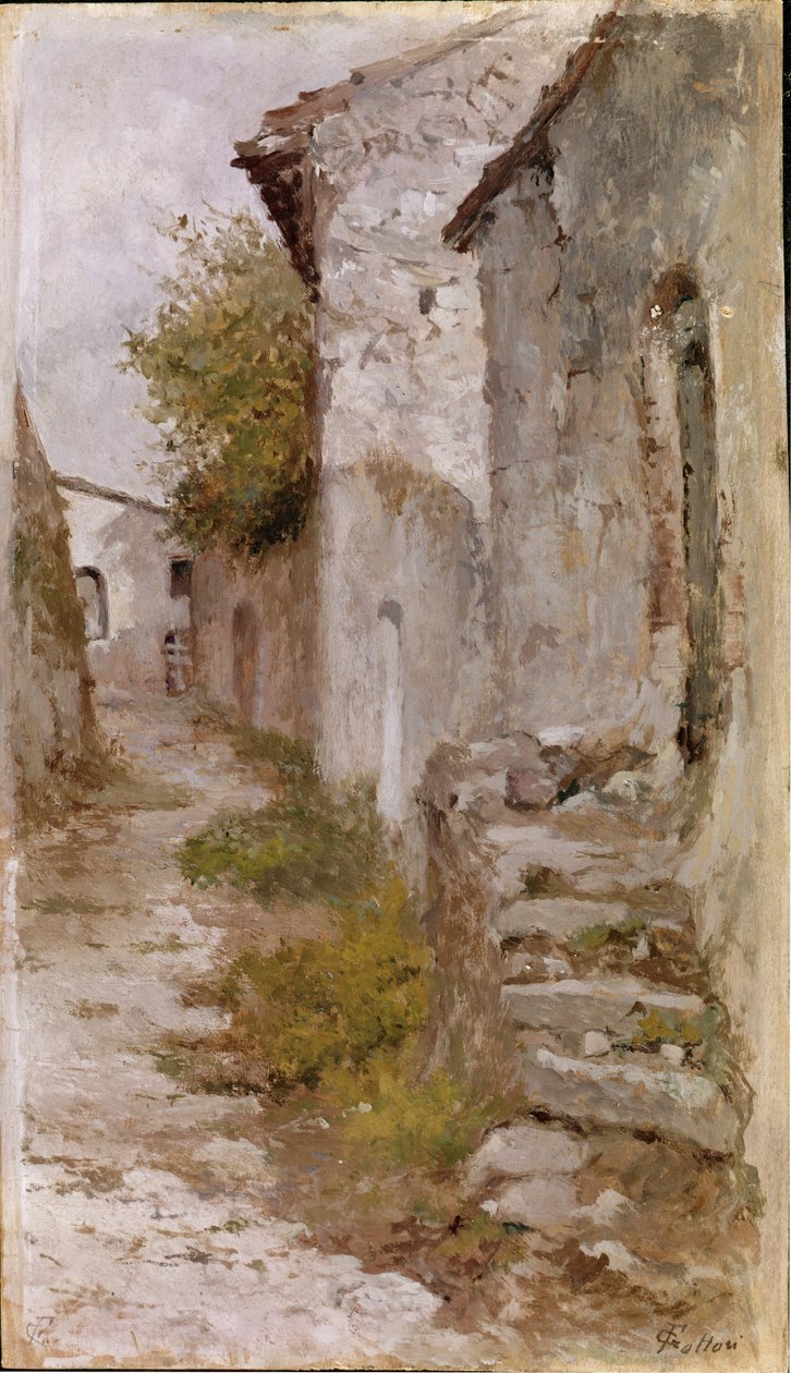 Dorpsweg door Giovanni Fattori