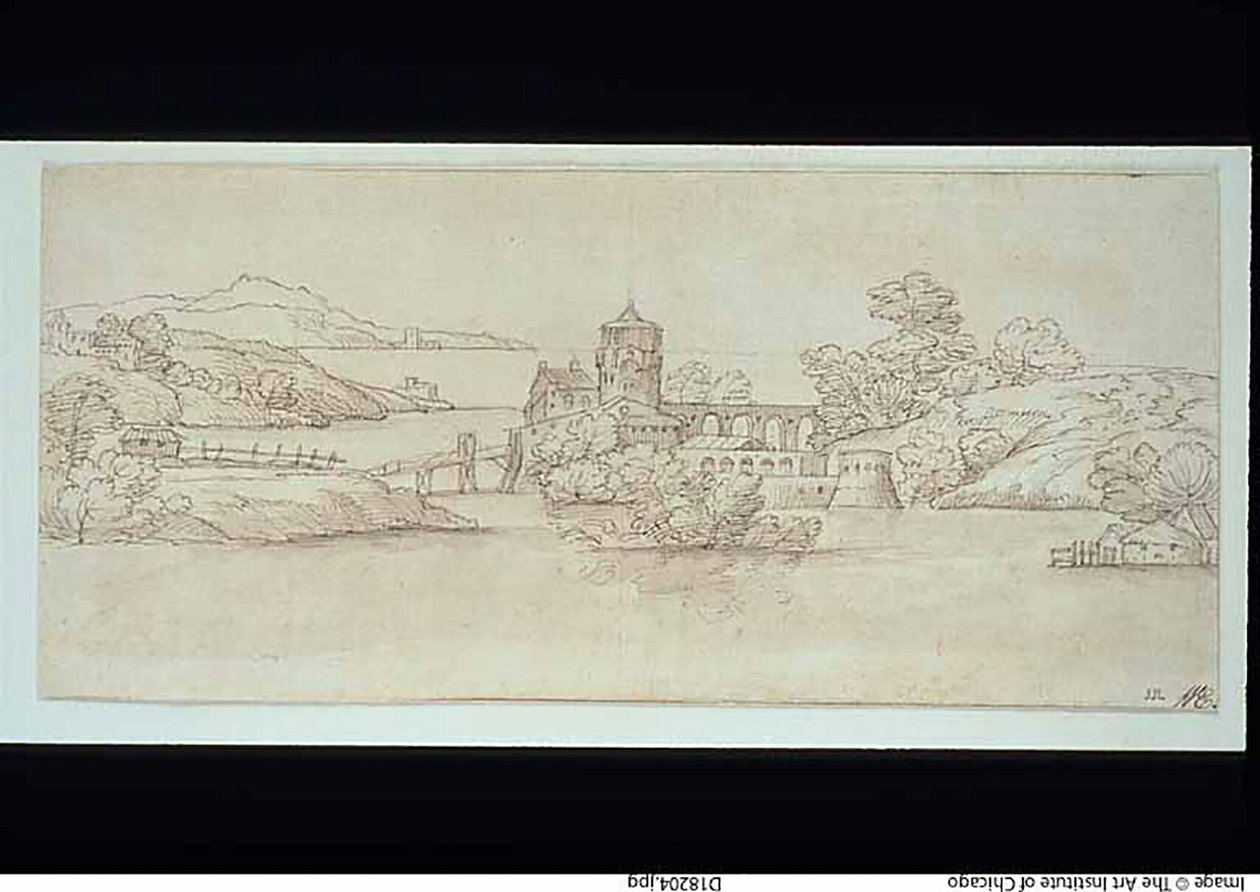 Landschap met kasteel door Giovanni Francesco Grimaldi