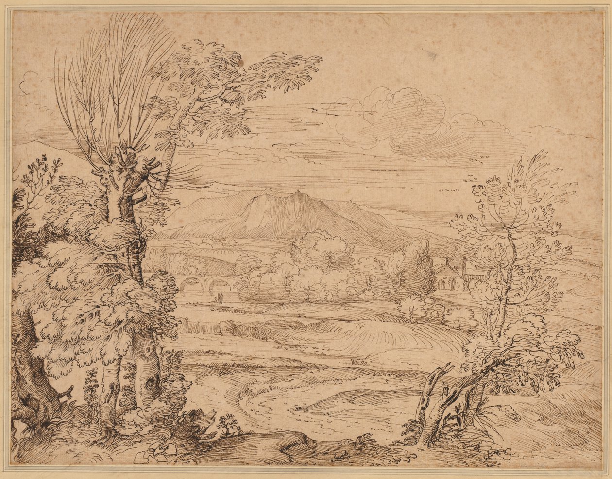 Landschap met een Rivier en Aquaduct door Giovanni Francesco Grimaldi