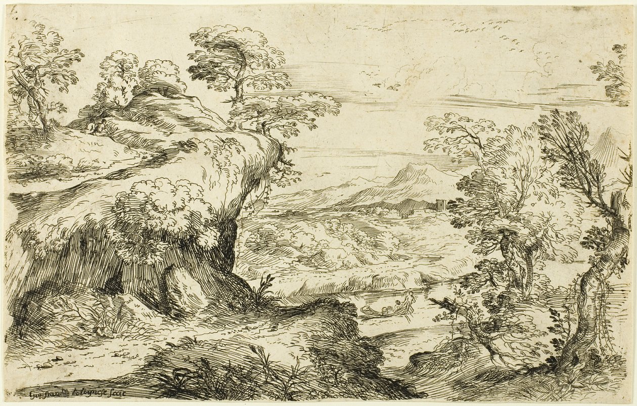 Twee mannen op een bergtop door Giovanni Francesco Grimaldi