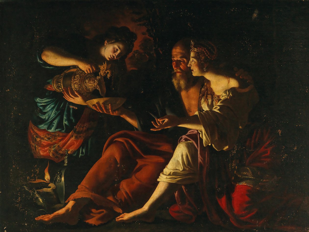 Lot en zijn dochters door Giovanni Francesco Guerrieri