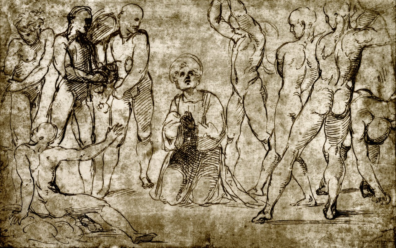 Steniging van St. Stefanus door Giovanni Francesco Penni