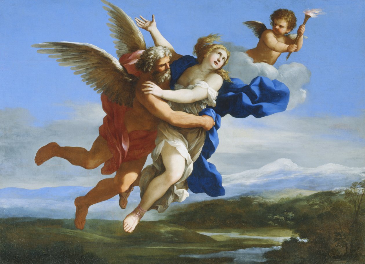 Boreas ontvoert Oreithya door Giovanni Francesco Romanelli