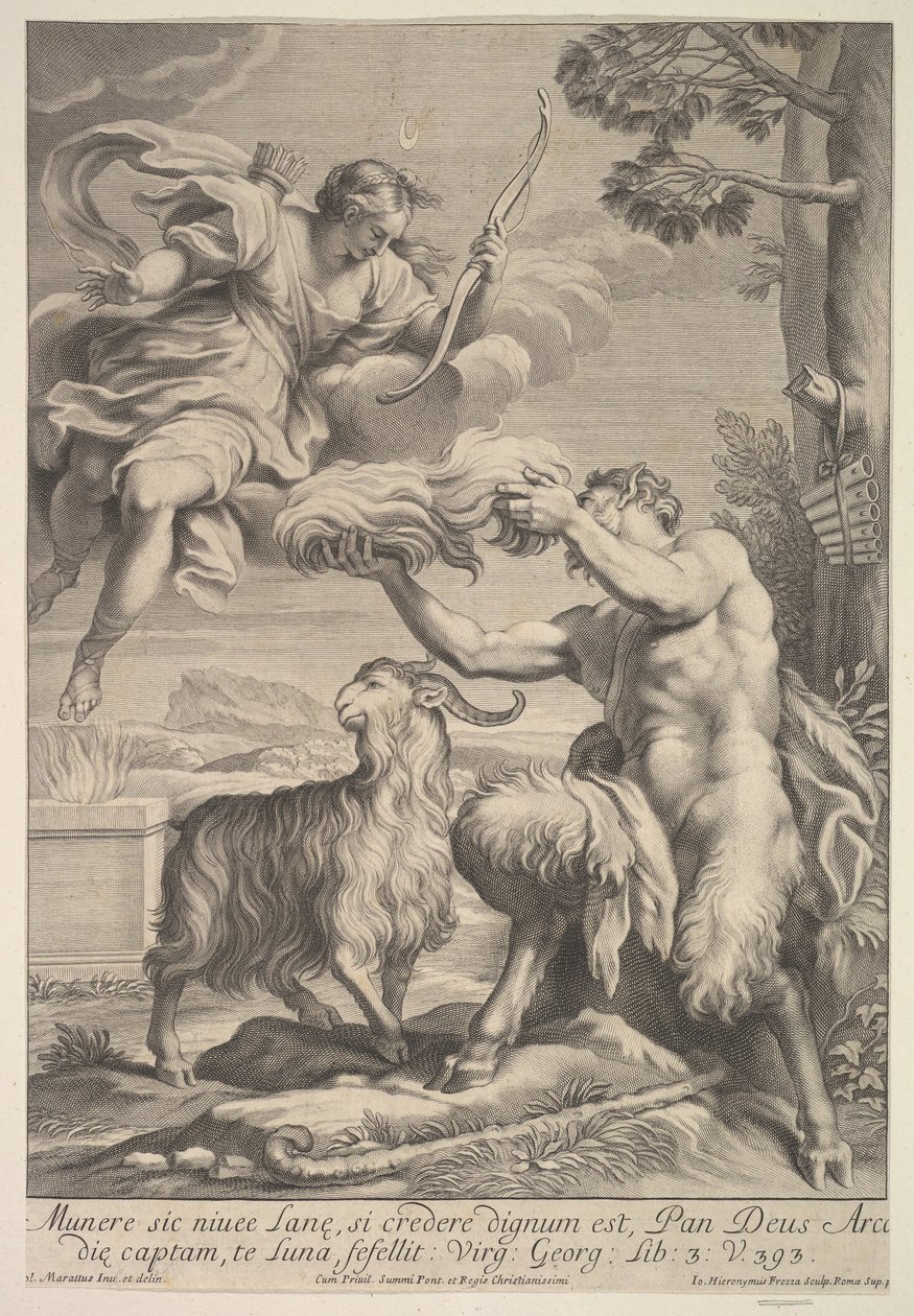 Pan gefopt door Diana, 1675-1741 door Giovanni Girolamo Frezza
