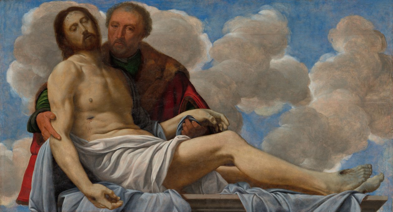 Christus met Jozef van Arimathea door Giovanni Girolamo Savoldo