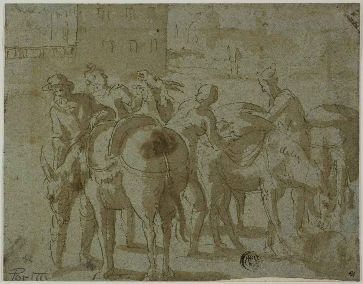 Muilezeldrijvers en muilezels door Giovanni Guerra
