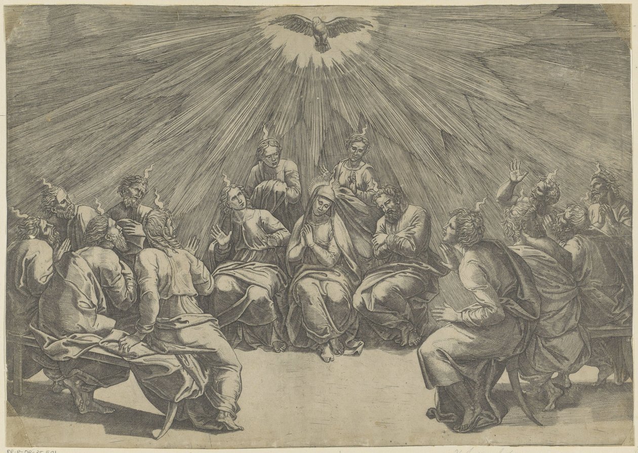 Uitstorting van de Heilige Geest (Pinksteren) door Giovanni Jacopo Caraglio