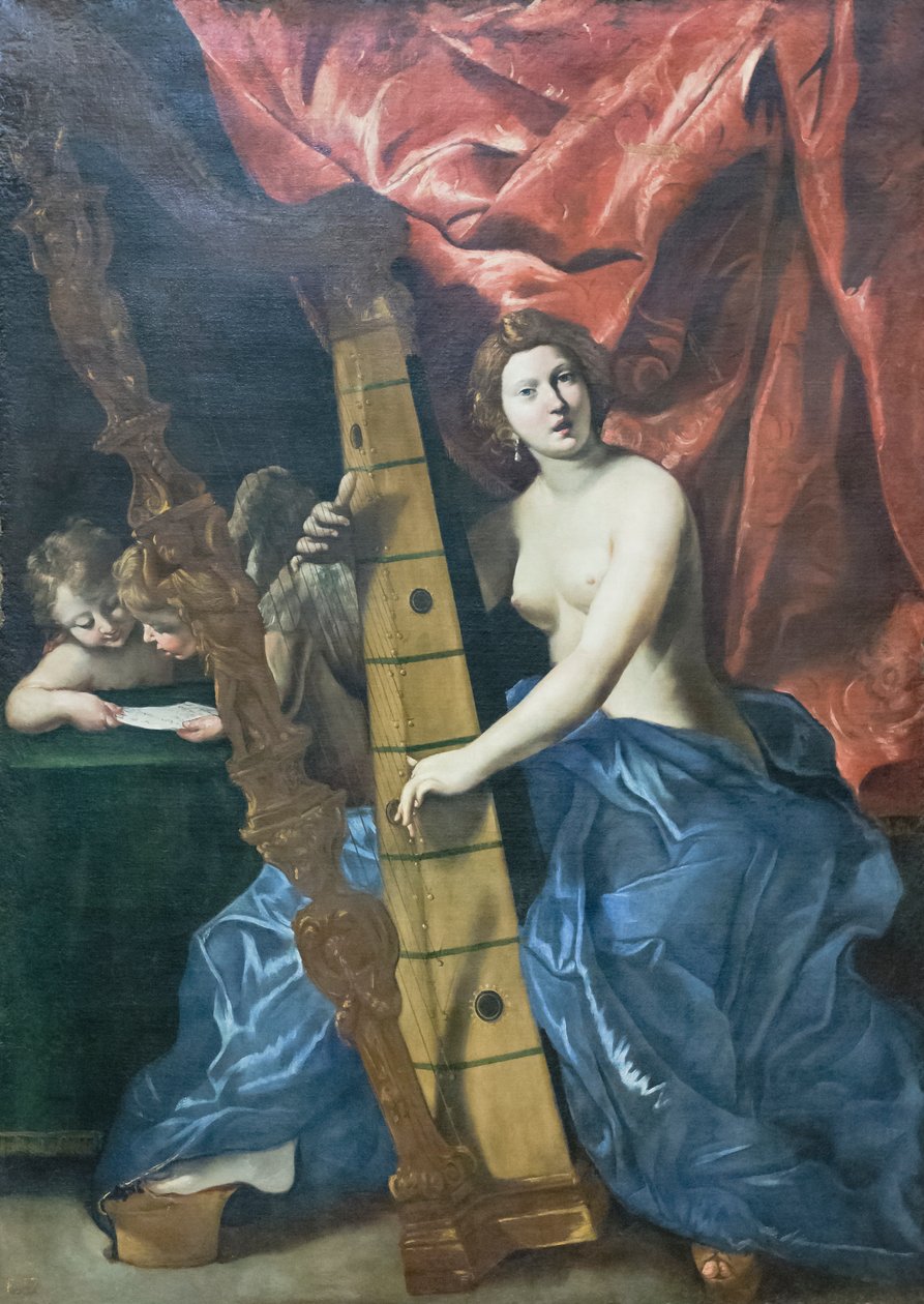 Venus speelt de harp door Giovanni Lanfranco