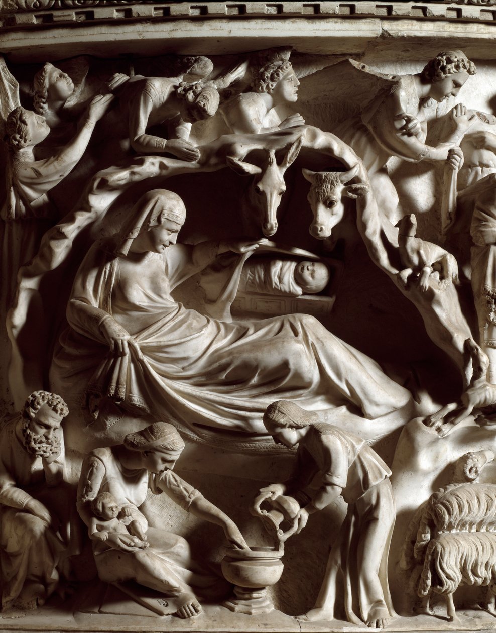 Geboorte van Christus (detail) door Giovanni Pisano