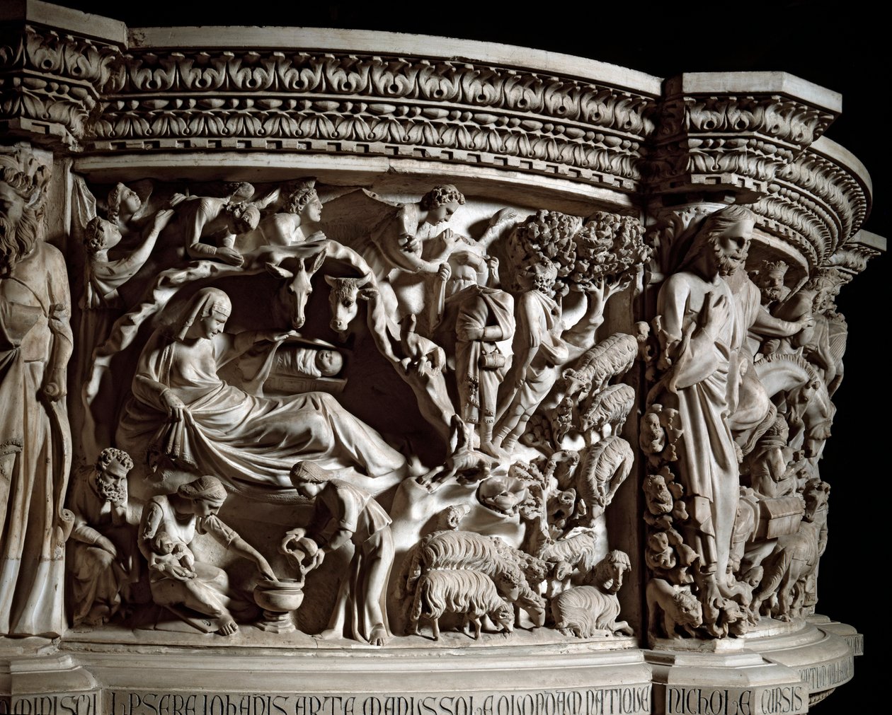 Geboorte, detail door Giovanni Pisano