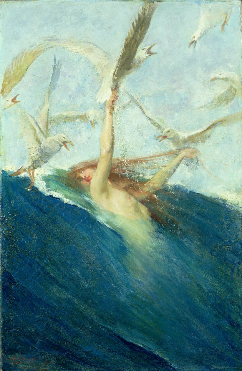Een Zeemeermin Wordt Aangevallen door Meeuwen door Giovanni Segantini